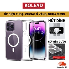 Ốp điện thoại trong suốt nhựa cứng P88 chống ố KOLEAD sạc từ tính dành cho iphone 13 14 15 16 17 Pro Plus Promax