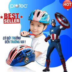 Mũ Bảo Hiểm Xe Đạp Trẻ Em PROTEC SMILE, Cho Bé Trai Từ 1-12 Tuổi, Họa Tiết Mạnh Mẽ Năng Động