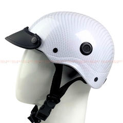 Mũ bảo hiểm 1/2 đầu mỏ da MINHO sơn nhúng carbon - MBH nửa đầu nam nữ gọn nhẹ, thoáng khí, hiện đại