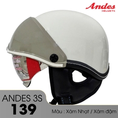 Mũ bảo hiểm 1/2 đầu kính âm ANDES 3S139 - MBH nửa đầu giấu kính cứng cáp, chịu va đập mạnh