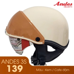 Mũ bảo hiểm 1/2 đầu kính âm ANDES 3S139 - MBH nửa đầu giấu kính cứng cáp, chịu va đập mạnh