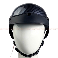 Mũ bảo hiểm 1/2 đầu mỏ da MINHO sơn nhúng carbon - MBH nửa đầu nam nữ gọn nhẹ, thoáng khí, hiện đại