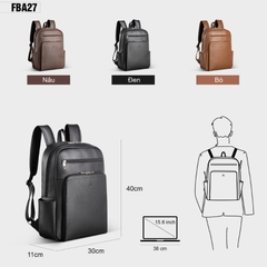 Balo da công sở laptop 15.6 inch unisex FADODA FBA27 - Thanh lịch, chống thấm, không bong tróc, nhiều ngăn