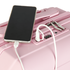 Vali kéo nhựa SAKOS Avenir size S xách tay 20 inch có ngăn nới rộng - Cổng sạc USB - Khóa TSA