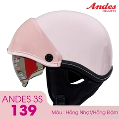 Mũ bảo hiểm 1/2 đầu kính âm ANDES 3S139 - MBH nửa đầu giấu kính cứng cáp, chịu va đập mạnh