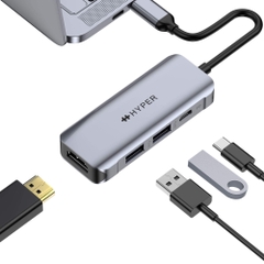 Cổng Chuyển HyperDrive For Macbook/ PC/ Iphone 15 HDMI 4K60HZ 4-in-1 USB-C Hub HD41