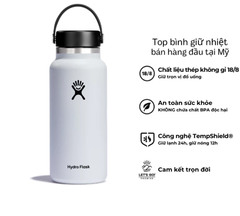 Bình giữ nhiệt Hydro Flask 32 oz Wide Flex Cap có nắp vặn
