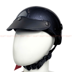 Mũ bảo hiểm 1/2 đầu mỏ da MINHO sơn nhúng carbon - MBH nửa đầu nam nữ gọn nhẹ, thoáng khí, hiện đại