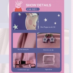 Balo Mẫu Giáo Chống Thất Lạc Cho Bé BEDDYBEAR Heo Peppa Pig Tím ZS-HEOTIM