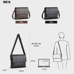 Túi đeo chéo da nam dáng ngang FADODA FDC19 - Business Casual, chống thấm, không bong tróc