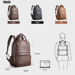 Balo da laptop 15.6 inch FADODA FBA28 phong cách công sở, da cao cấp không bong tróc, không thấm nước