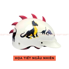 Mũ bảo hiểm trẻ em 1/2 đầu ĐỨC HUY 008 Khủng Long chuẩn an toàn - MBH nửa đầu đáng yêu cứng cáp, thời trang