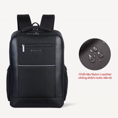 Balo doanh nhân phối da SAKOS Maestro laptop 15.6 inch - Mở 90 độ, chống thấm, cổng sạc USB, đai gài vali