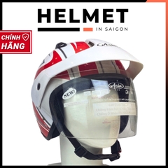 Mũ bảo hiểm 3/4 đầu có kính ASIA MT121 tem thể thao - MBH mô tô phượt 1 kính dày êm, chắc chắn, an toàn