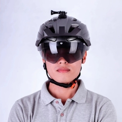 Mũ bảo hiểm xe đạp 1/2 đầu EGO EB-46 siêu nhẹ có kính nam châm, chốt gắn camera hành trình, điều chỉnh size