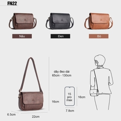 Túi đeo chéo da FADODA FN22 nhỏ gọn, nhiều ngăn - Vintage, chống thấm nước, không bong tróc