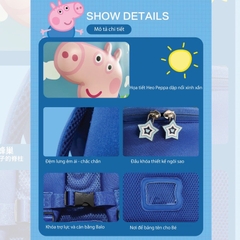 Balo Mẫu Giáo Chống Thất Lạc Cho Bé BEDDYBEAR Heo Peppa Pig Xanh Dương ZS-HEOXANH