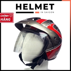 Mũ bảo hiểm 3/4 đầu có kính ANDES 306E tem thể thao - MBH mô tô phượt 1 kính dày êm, chắc chắn, an toàn