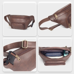 Túi bao tử / đeo chéo da FADODA FDC12 nhiều ngăn, gọn nhẹ, đứng form, chống thấm, không bong tróc, unisex