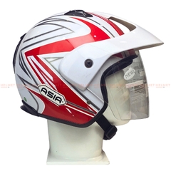 Mũ bảo hiểm 3/4 đầu có kính ASIA MT121 tem thể thao - MBH mô tô phượt 1 kính dày êm, chắc chắn, an toàn