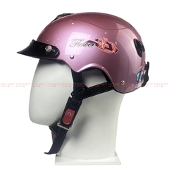 Mũ bảo hiểm 1/2 đầu không kính ANDES 3S108 có hoa dành cho nữ - MBH nửa đầu nhỏ gọn cứng cáp, chống va đập