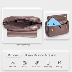 Túi đeo chéo da unisex dáng ngang FADODA FN11 gọn nhẹ vintage chống thấm nước, không bong tróc