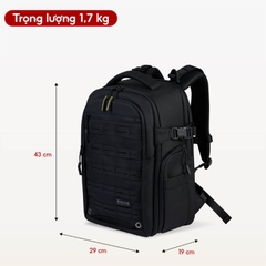 Balo máy ảnh SAKOS Imapro - Mở 90 độ, nhiều ngăn tùy chỉnh, đai vali, chống sốc laptop riêng, trượt nước