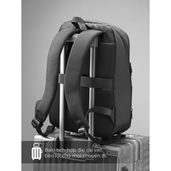 Balo phối da laptop 15.6 inch KINGBAG Robin - Siêu nhẹ, thể tích 20L, đai gài vali, trượt nước, thanh lịch