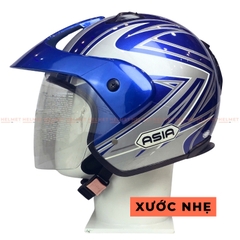 Mũ bảo hiểm 3/4 đầu có kính ASIA MT121 tem thể thao - MBH mô tô phượt 1 kính dày êm, chắc chắn, an toàn