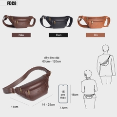 Túi đeo chéo bao tử unisex không thấm nước FADODA FDC8