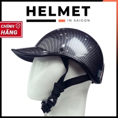 Mũ bảo hiểm lưỡi trai khoét đuôi 1/2 đầu sơn nhúng carbon - MBH kết nửa đầu nữ hiện đại, gọn nhẹ, che nắng mưa gió bụi