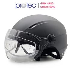Mũ bảo hiểm 1/2 đầu Có Kính PROTEC VIC, size lớn, độ che phủ sâu hơn
