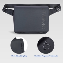 Túi đeo chéo STARGO Borsa - Siêu nhẹ, nắp đậy khóa bấm, nhiều ngăn, dây kéo đôi, vải trượt nước, hiện đại