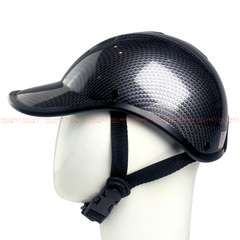 Mũ bảo hiểm lưỡi trai 1/2 đầu không khoét sơn nhúng carbon - MBH kết nửa đầu unisex nam nữ gọn nhẹ, che nắng mưa gió bụi