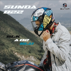 Mũ bảo hiểm fullface 1 kính SUNDA 822 - MBH phượt, biker, thoáng khí, êm dày, thiết kế tinh tế, cá tính