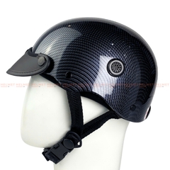 Mũ bảo hiểm 1/2 đầu mỏ da MINHO sơn nhúng carbon - MBH nửa đầu nam nữ gọn nhẹ, thoáng khí, hiện đại