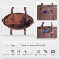 Túi xách da nữ đa năng Laptop 14 inch FADODA FTX3