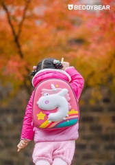 Balo Mẫu Giáo Chống Thất Lạc Cho Bé Gái BEDDYBEAR Kỳ Lân Unicorn Hồng ZS-KYLAN