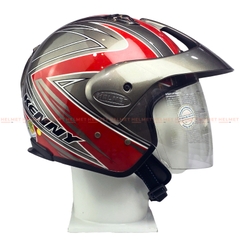 Mũ bảo hiểm 3/4 đầu có kính ANDES 306E tem thể thao - MBH mô tô phượt 1 kính dày êm, chắc chắn, an toàn