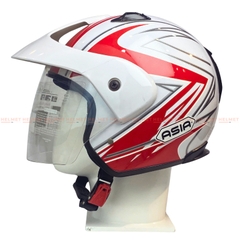 Mũ bảo hiểm 3/4 đầu có kính ASIA MT121 tem thể thao - MBH mô tô phượt 1 kính dày êm, chắc chắn, an toàn