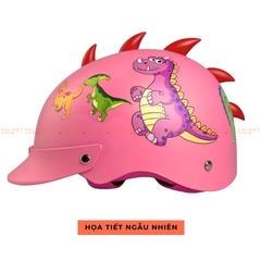 Mũ bảo hiểm trẻ em 1/2 đầu ĐỨC HUY 008 Khủng Long chuẩn an toàn - MBH nửa đầu đáng yêu cứng cáp, thời trang