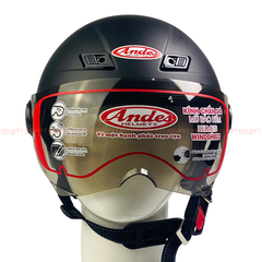 Mũ Bảo Hiểm Nửa Đầu Có Kính (Mới) Andes 3S109KM-Nhám