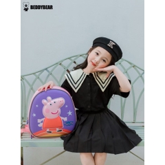 Balo Mẫu Giáo Chống Thất Lạc Cho Bé BEDDYBEAR Heo Peppa Pig Tím ZS-HEOTIM