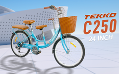 Xe đạp Tekko cho mẹ và bé C250 bánh 24 inch, có 7 tốc độ đạp cực nhẹ