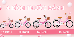 Xe đạp Tekko 3 bánh trẻ em Lotus Khung thép, 4 cỡ bánh phù hợp cho bé từ 2 đến 9 tuổi