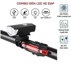 Bộ đèn pha led và đèn hậu sạc usb tiện lợi, dể sử dụng