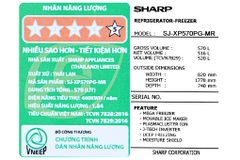 Tủ lạnh Sharp Inverter 520 lít SJ-XP570PG-MR