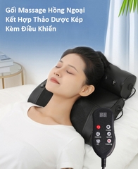 Gối Massage Hồng Ngoại RULAX 20 Bi Cao Cấp RL04 Kết Hợp Thảo Dược, Có Túi Khí Co Bóp, Điều Khiển Tay Độc Lập
