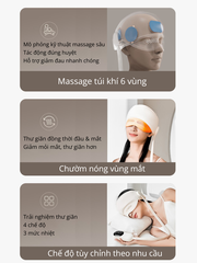 Máy Massage Đầu RULAX Thông Minh Túi Khí 6 Điểm Kết Hợp Nhiệt Nóng, Xoa Bóp Thái Dương - BH 12 Tháng