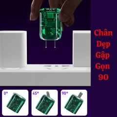 Bộ Sạc Nhanh 33W PD 2 Cổng Gấp Gọn  + Quick Charge 3.0 Dùng cho Samsung + Báo Mi Charge Turbo Cho Dòng Xiaomi